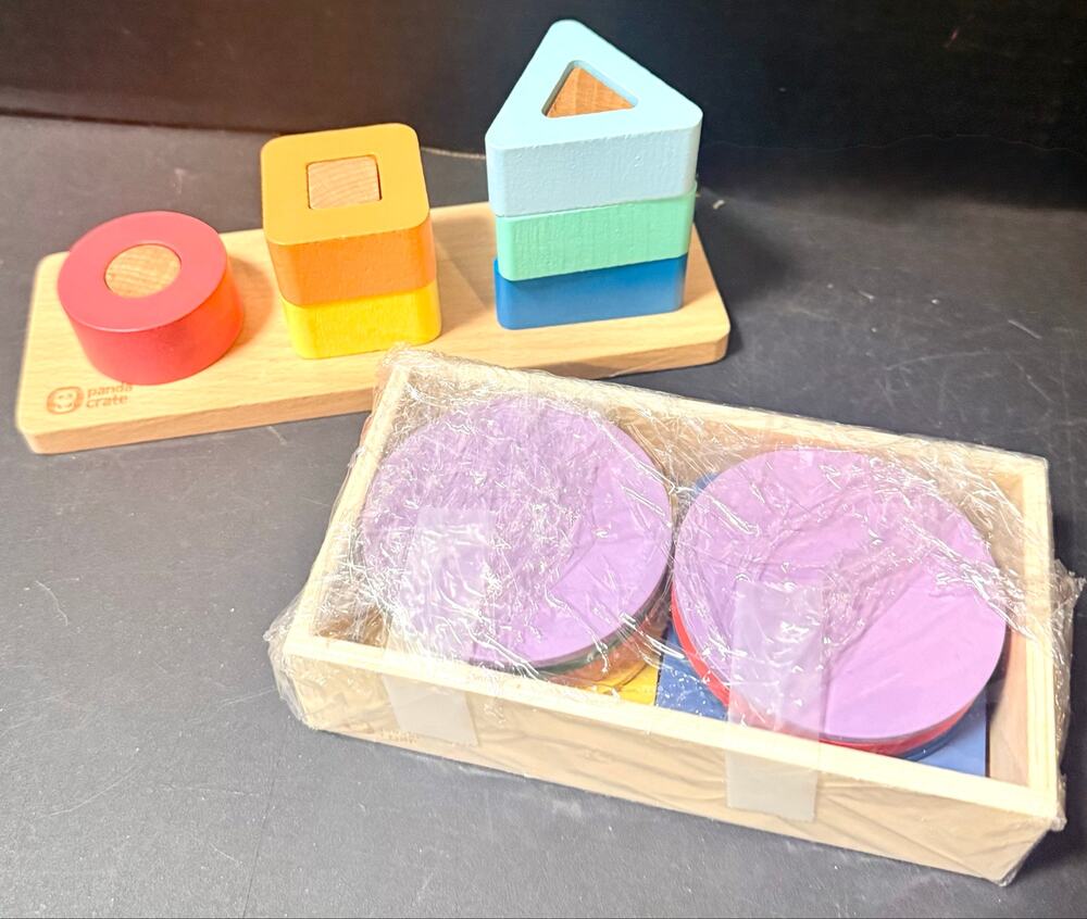 KiwiCo Panda Crate educational toy set learning colors matching shape stack